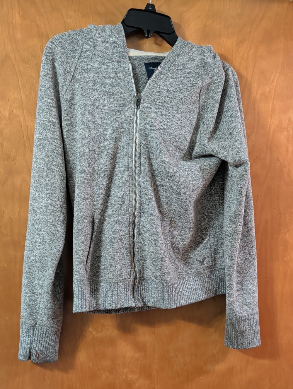 American Eagle Outfitters Gray Marled Zip-Up Hoodie Sweater